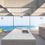 Modern Galley Kitchen with island in Caesarstone 4130 Clamshell|1741