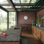 Farmhouse L-Shape kitchen with island in Caesarstone 6003 Coastal Grey | 1847